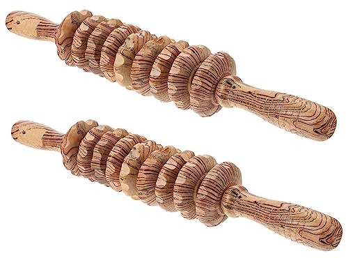 Holz Bauchmassagegerät 2 Stück, Handliche Massagerolle | Nacken und Bauch, Tragbares, für Ältere Menschen und Fitness Enthusiasten, Holzoberfläche