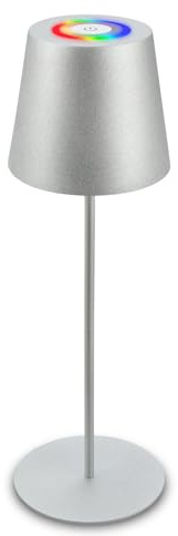 BRILONER – LED-bord trådlös med touch, färgglad RGB + W ljus, justerbar höjd, sänglampa, lä, LED-lampa, campinglampa, bord, batterilampa, utomhus, 36 x 10,5 cm, silverfärgad