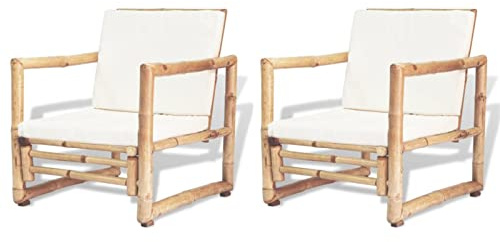 ARKEM Gartenstühle 2 STK. mit Polstern und Kissen Gartensessel Garten Set Balkonsessel StüHle FüR DraußEn Terrassen Stuhl Bambus
