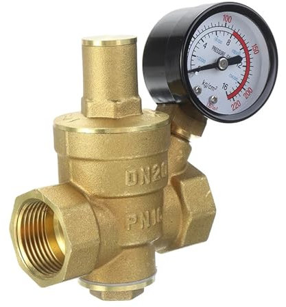 Druckminderer Wasser Einstellbares Wasserreduzierventil mit Manometer DN20 3/4 Zoll Messing Haushaltswasserdruckminderer-Ablassventile