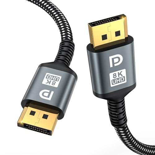 jojobnj 16K DisplayPort Cable 2.1, 1M DP Cable [16K@60Hz, 8K@120Hz, 4K@240Hz, 40Gbps] | Gold-Plated DP to DP for Gaming Monitor, PC | Supports HDR, HDCP, FreeSync, G-Sync, RTX 4090, 7900XTX