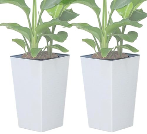 Uhngw Fioriere alte da esterno, fioriere alte | Vasi quadrati alti per piante da interno con manico,Fioriere da 2 pezzi con fori di ventilazione, vasi multifunzionali con irrigazione automatica per