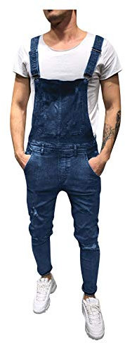 2024 Jeans Pagliaccetti Salopette Uomo Jeans Slim Fit Jeans Uomo Strappati Denim Casual Salopette da Lavoro Uomo Jeans Lavaggio Chiaro Jeans Casual Pantaloni da Skateboard Streetwear Moda
