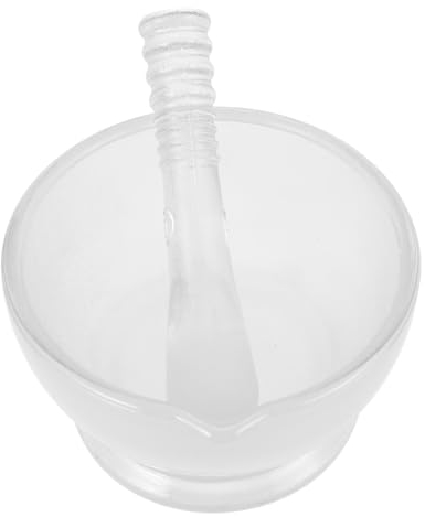 PLAFOPE Juego de Mortero y Puntas Resistente a Roturas para Cocina y Laboratorio de Vidrio de 75ml con Base Antideslizante y Tazón de Molienda