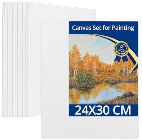 QWORK® 12 Stück Leinwand zum Bemalen 24x30 cm - Säurefreie Baumwoll-Leinwände für Acrylmalerei, Ölgemälde