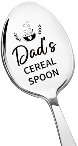 Dad Cereal Spoon Gift for Daddy Birthday Christmas Gifts for Papa Daddy Dad Gifts from Son Daughter Father Step Dad Retirement Gifts for Daddy Dad Birthday Presents for Dad Daddy Engraved Spoon