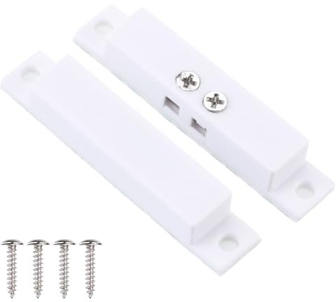 PATIKIL NC Kabelgebundener Tür Alarm Magnetkontakt Sensor 4Stk 0-100v/0.5amp Magnetischer Reed Schalter mit Doppelseitigem Band für Tür Fenster Weiß