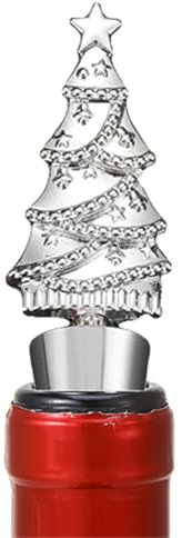 Flaschenverschluss Weihnachtsbaum Weinverschluss Weihnachten Sektverschluss Weihnachtsdeko Wiederverwendbar Weinstopper Standardgröße Verschlussstopfen für Wein Sekt Bier Champagner Silber