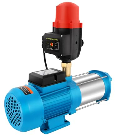 JAYEUW 1300W Centrifugal Pump 4000L/H Kreiselpumpe Hauswasserwerk Gartenpumpe mit Manometer 9.8 bar Gartenpumpe Hauswasserwerkpumpe