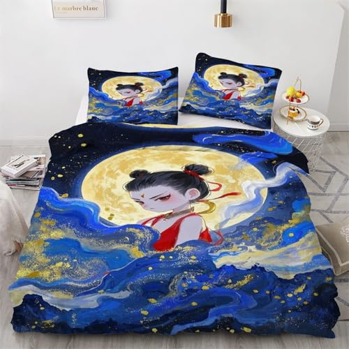 TMMDH Bettwäsche 135x332 Bettbezug Winter Bettwäsche-Sets Nezha Muster Weich Hypoallergen Baby Bettwäsche Set mit 2 Kissenbezüge 80x80 cm, Geeignet für Jungen Mädchen Kinder