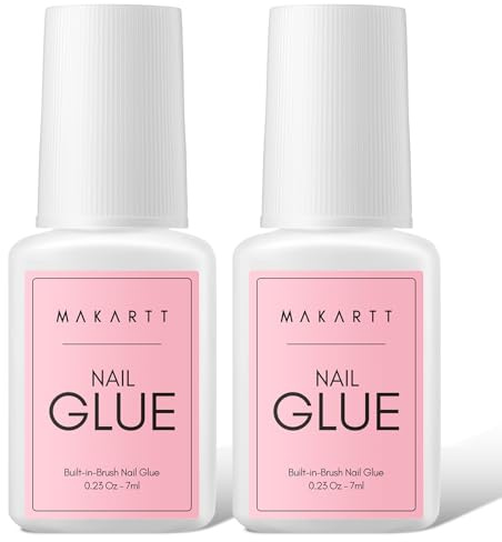 Makartt Extra Strong Nail Glue with Brush – Long-Lasting Adhesive for Acrylic Nails, Nail Tips, and Repairs, Professional-Grade Glue for Fake Nails and Salon Use, 2PCS