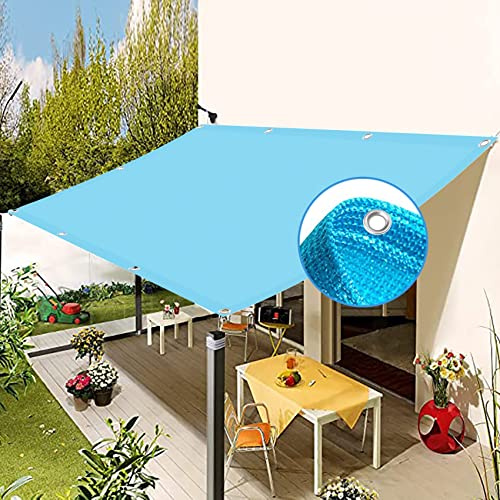 Rectangular Sun Shade Sail 1.5 x 3m Air & Water Permeable Canopy 1 x 5m Ropes for Outdoor Garden Use Sky Blue UV Protection & Sun Blocking Fabric