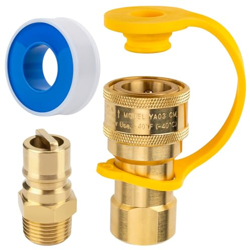 1/2 QDD LP Natural Gas Quick Connect Fittings, Solid Brass Disconnect Connector with Male Insert Plug Propane Quick Connect Adapter