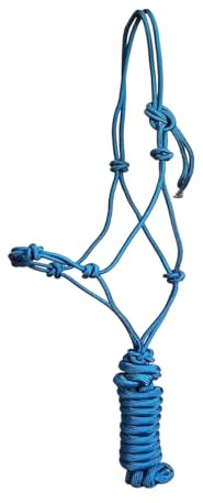 JF-Reitsport Knotenhalfter-Set mit 4 Knoten, Seilhalfter mit 280 cm Führstrick, Größe Full, (Türkis)