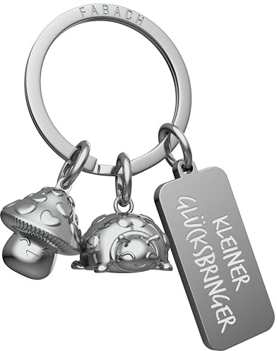 FABACH Viel Glück Schlüsselanhänger mit Gravur - Glückspilz & Glückskäfer - Viel Erfolg Geschenk für Beste Freundin oder Partner - Kleiner Glücksbringer