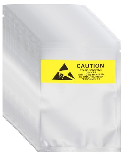 MECCANIXITY 100 Pcs Anti Static Bags 3.5 x 5.3 Open Top with Hole ESD Shielding Bag with Labels for Hard Drive HDD SSD Electronic Device Motherboards, Silver