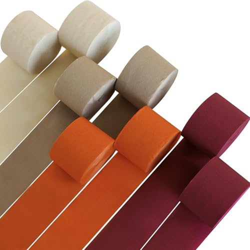 PartyWoo Orange Crepe Paper Streamers 8pcs 656 FT Boho Streamers