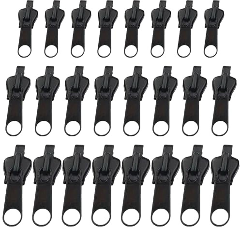 24 Stück Zipper für Reißverschluss, Universal Reißverschluss Zipper Ersatz, Praktisches Reissverschluss Reparatur Set für Jacken Taschen Kleidung Robust, Einfaches Befestigungssystem