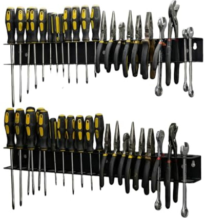 2 Stück Zangenhalter Wandhalterung Set, 40 cm Werkzeug Wandhalterung mit Schrauben und Expansionsrohr, Praktischer Schraubendreher Halter und Werkzeug Wandregal