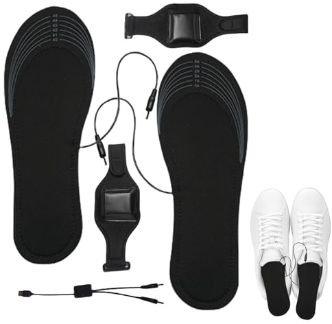 Inserciones de calzado calefactor – Reposapiés de malla suave, plantillas térmicas ajustables, batería recargable USB, zapatos de invierno recortables, fuente de alimentación 8000 mAh | Actividades de