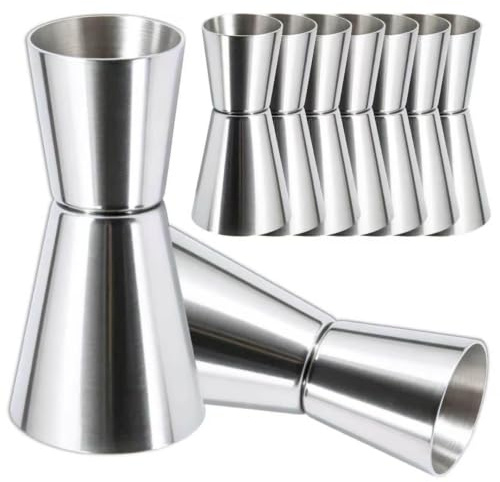 9 Pack Cocktail Jiggers, 25/50ml 304 Stainless Steel Spirit Measures | Dual-ended cups for portioning drinks, mixers, syrups and home bar prep