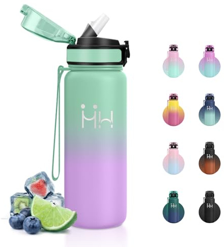 JAPORIA Borraccia Acciaio Inox 750ml, Borraccia con Cannuccia, Doppia Parete Isolante, senza BPA, Bottiglia Acqua a Prova di Perdite, Borracce Termiche per Scuola, Gimnasio, Sport, Adulto, Campeggio