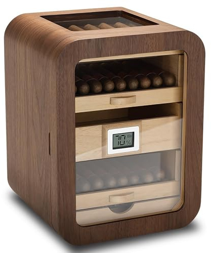 Electronic Cigar Humidor Cabinet for Men, 110 Capacity, Built-in Hygrometer & Humidifier, 360° Air Circulation, Ideal for Home, Bar, or Office Use