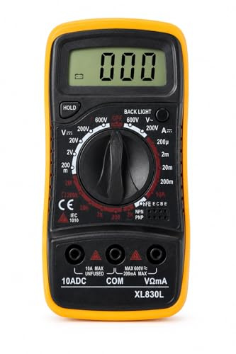 Digital Multimeter LCD AC/DC Voltage Current Resistance Tester with Test Leads & 9V Battery for DIY Electronics Home Automotive Use XL830L