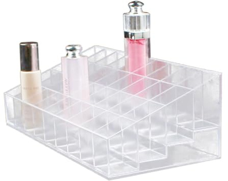CHICAMPERA Organizador de Maquillaje Transparente Espacios con Soporte para Lápiz Labial Expositor para Cosméticos para Tocador Baño y Oficina