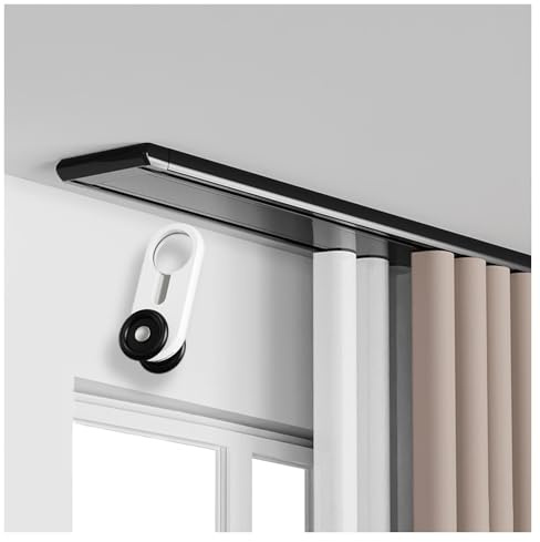 Aluminium dubbel ainspår 360 cm svart takmontering tyst glidstång perfekt för genomskinliga eller tunga kanter finns i 180/250/380/430 cm längder