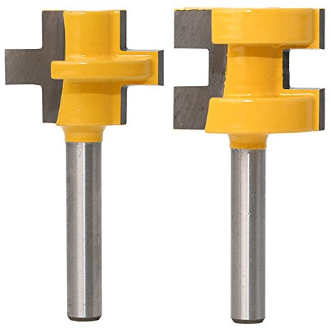 Yakamoz 2PCS Tongue and Groove Router Bit Set,1/4 Inch Shank