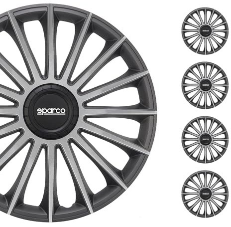 Sparco spc1693grsv Set von 4 Radkappen 13 Zoll Treviso, schwarz/Silber