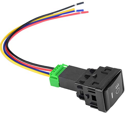 Akozon Fog Light Push Button Switch with Harness 4 Poles 12V with LED Background Indicator Light for Most of for Car