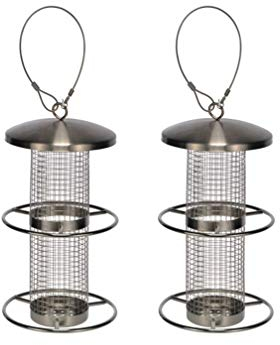 Gravidus Vogelfutterstation für Wildvögel zum aufhängen Futterspender Wildvögel Futterstation Futterssäule für Vögel- ganzjährige Fütterung - 2er Set - aus Edelstahl