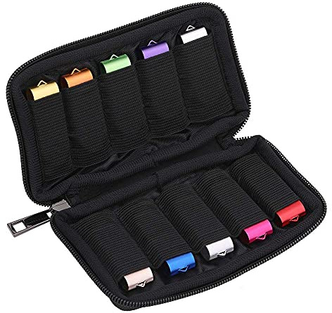 vellgo USB Flash Drive Case - Soft Material Thumb Drive Holder Organizer, USB Stick Travel Organizer, Portable Electronic Accessories Bag for USB Drive with 10 Slots