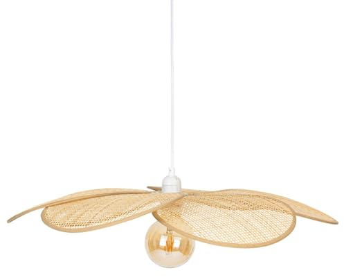 Atmosphera - Suspension Pétales Rym en Bambou - Beige, D. 62 cm, Hauteur Réglable - Pour Salon, Chambre, Salle à Manger