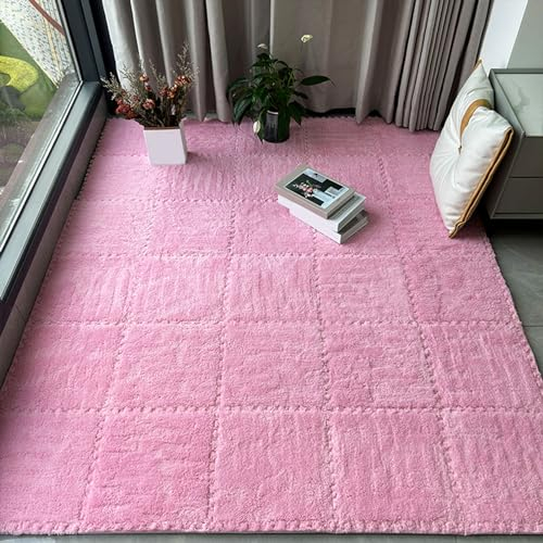 20 Stück Ineinandergreifende Bodenfliesen Teppiche, Bodenmatte Mit Lernkuppen, Weiche Teppichfliesen, Plüschschaum -Puzzle -Playmat, 0,23 Und 0,39 Zoll Dick(Size:0.23 inch,Color:Pink)