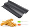 Plaque à Pain, Moule à Pain Baguette Français avec Revêtement Antiadhésif avec 2 Pinceau de Cuisine, Plaque à Baguette Moule pour 2 Baguettes, Moule à Pâtisserie en Bâton Perforé Français Antiadhésif