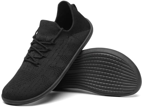 SAGUARO Unisex breda barfotaskor män barfota slip-on sneakers kvinnor andas lätta promenadskor GR.36–48, svart, 40 EU