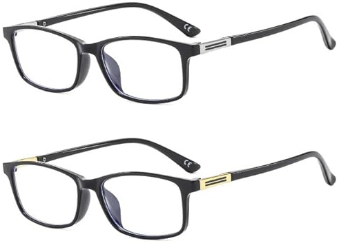 Suertree Lesebrille Blaulichtfilter Brille 2 Pack Metall Leser Stilvolle Augenoptik Anti-Blau Sehhilfe für Herren Damen Unisex BM711 1.0x
