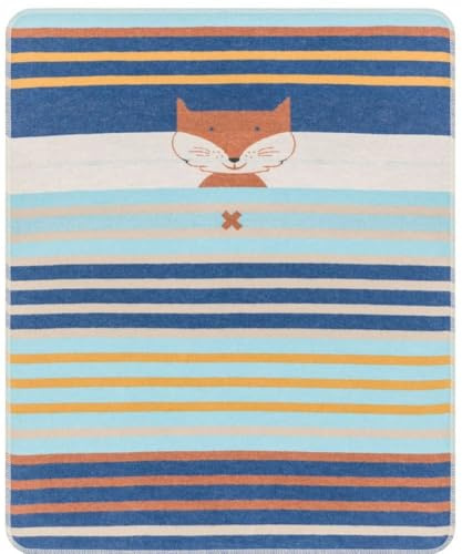 David Fussenegger Babydecke Juwel 'Fuchs Multistreifen' 70 x 90 cm Marine - Blau
