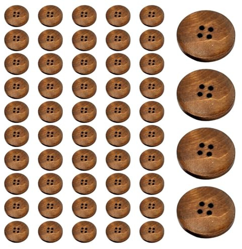 COACOM 50 Piezas De Botones De Madera, Accesorios De Ropa, Materiales De Costura, Botones Retro Simples, Adecuados para Camisas, Suéteres Y Abrigos.