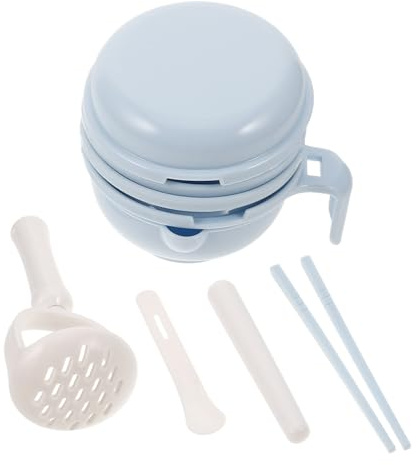 Abaodam Babykost Satz Mit Handpürierer Und Breischüssel Aus Lebensmittelechtem Material Rutschfest Für Obst Gemüse Himmelblau Multifunktional Für Babys