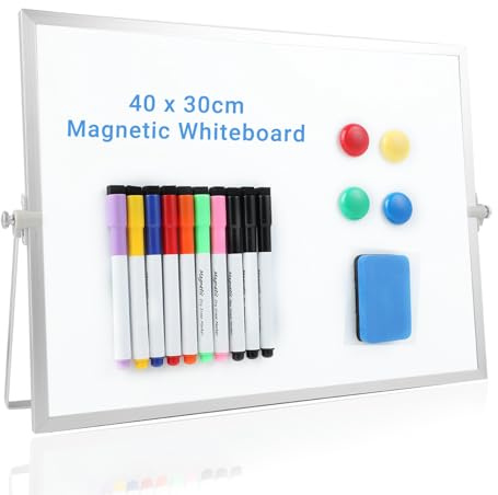 Pizarra Blanca de borrado en seco, 30 X 40 cm,10 marcadores magnéticos,4 imanes,1 borrador,magnética de doble cara,para hacer pizarra blanca para la escuela, el hogar y la oficina