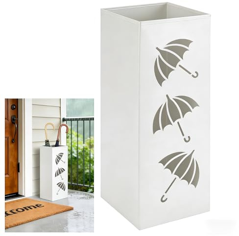 FARYODI - Soporte para paraguas de pie, alto 42 cm, soporte independiente para paraguas, soporte para bastones de paseo y senderismo (blanco)
