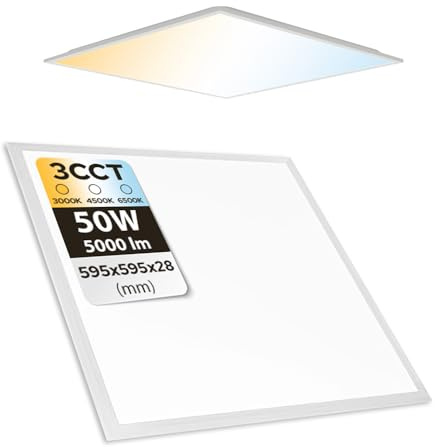 Horoz Electric LED Panel 60x60 cm – 50W 3CCT 3000K/4000K/6500K ANDROMEDA 230V – Einbau LED Panel – 5000 lm – Weiß – Quadratische Deckenleuchte Flach für Wohnzimmer, Küche und Büro