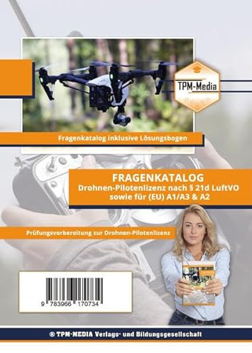 Fragenkatalog für die Drohnenlizenz auch für A1/A2/A3 (Printversion/Buch): mit Lösungsbogen