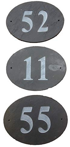 OVAL NATURAL GREY SLATE HOUSE DOOR NUMBER 7 x 6 DEEPLY ENGRAVED NATURAL SURFACE SIGN PLAQUE HOUSE WARMING GIFT