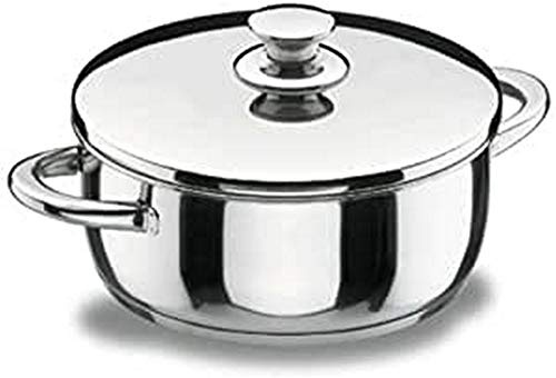 LACOR 40018 Bratentopf mit Deckel 18 cm Vitrocor, silber | Aus lebensmittelechtem Edelstahl gefertigt; hohe Korrosionsbeständigkeit und Haltbarkeit im täglichen Gebrauch