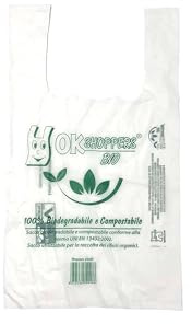 NAZUSA Shopper Biodegradabili Compostabili cm 27+16x50 - Scatola da 500 sacchetti, a Norma EN13432